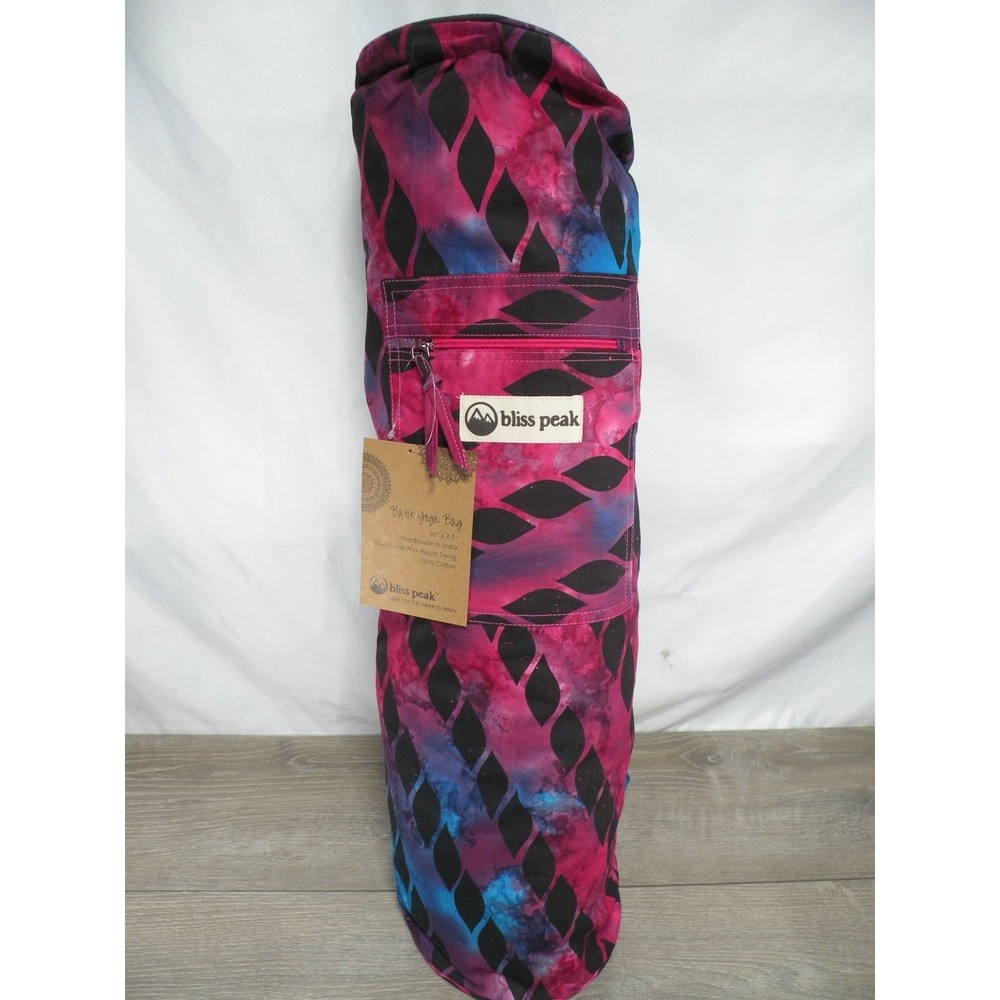 Bliss Peak Batik Yoga Bag 30"x7.5" Cotton Adjustable Strap Handmade India New